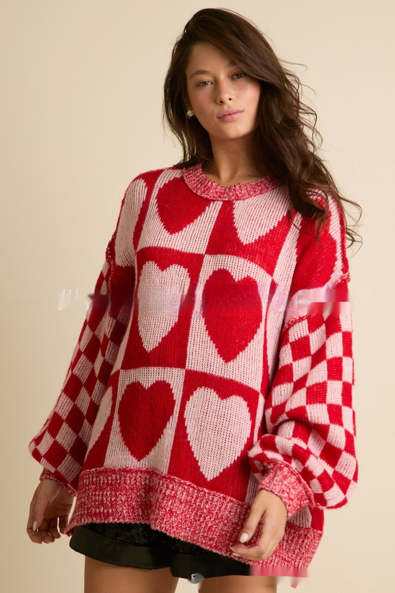 Valentine's Day Contrast Color Loose knitted Sweater